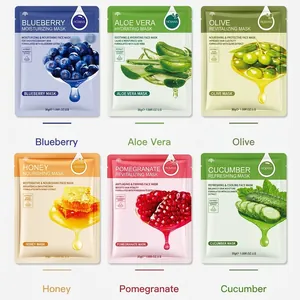 Set of six hydrating plant facial masks with aloe and honey for natural skincare