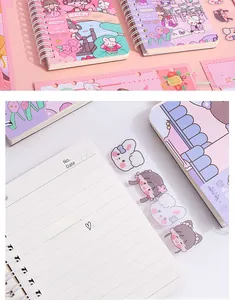 Detail of cartoon spiral notebook with waterproof PVC cover and inner ruled pages