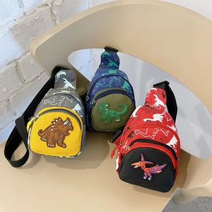 Kids Cartoon Dinosaur Crossbody Chest Bag Durable Nylon Lightweight Adjustable Strap For Toddlers Boys Girls
