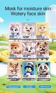 Set of 9 3D animal face masks with unicorn and panda designs for skin hydration and repair
