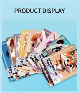 Detail display of cartoon animal face masks for repairing and hydrating skincare