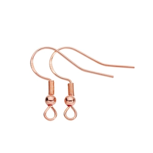 Rose gold S925 sterling silver earring hooks with spring coil and bead for DIY jewelry