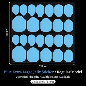 Languettes adhésives bleues imperméables pour faux ongles, ensemble de 24 pièces