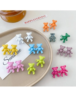 Colorful bear-shaped waist tightener buttons for jeans adjustment in various vibrant colors