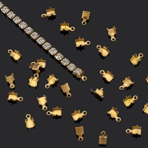 Stainless Steel Fold Over Crimp Ends Connectors For DIY Jewelry Making Necklace Cord Ends Fasteners Findings