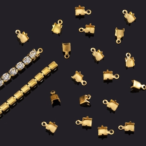 30pcs gold-plated stainless steel fold-over crimp ends for DIY jewelry necklace making