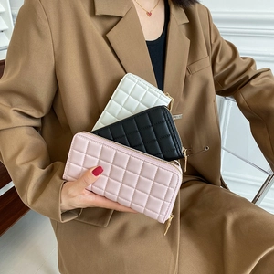 Women Quilted Long Wallet PU Leather Large Capacity Zipper Purse Card Holder Clutch For Ladies RFID Protection