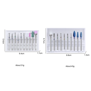 Professional tungsten steel nail drill bit set with 10 pieces in transparent storage case