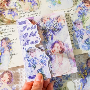 30 stuks vintage iris en figuren stickers voor DIY journal en scrapbook decoratie