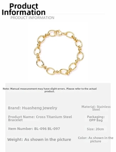 Detail view of gold-plated stainless steel chain bracelet with specifications 20cm length
