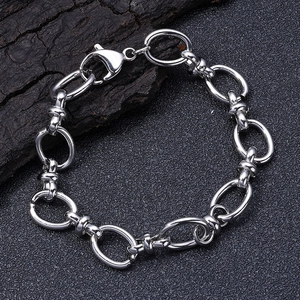 Minimalist silver stainless steel chain bracelet with oval links and lobster clasp