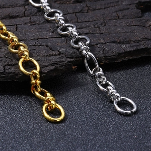 Gold and silver handmade titanium steel link chains with high-polished sphere accents