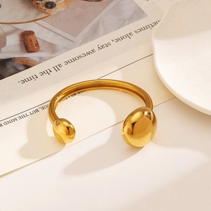 Bracciale rigido a goccia in acciaio inossidabile placcato oro 18k dal design minimalista