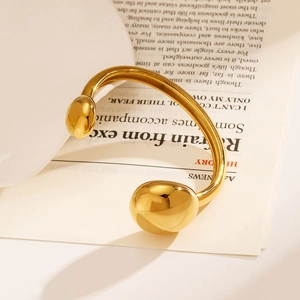 Bracciale rigido aperto in acciaio inossidabile placcato oro 18k con punte a sfera