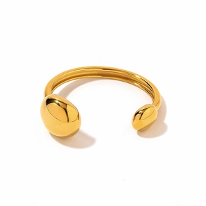 Bracciale a polsino in acciaio inossidabile placcato oro 18k con design a goccia minimal