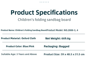 Detailed specifications for foldable bean bag toss game made of oxford cloth for kids