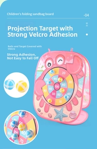 Detail of pink crab target board toy set with sticky balls and folding feature