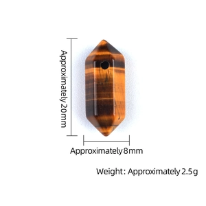 Tiger eye crystal double point hexagonal prism pendant with horizontal drill hole 20mm