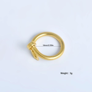 Minimalist stainless steel nail ring for women with 18mm diameter and 5g weight