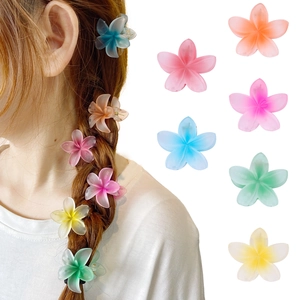Frangipani flower hair claw clip set with matte resin texture for thick hair
