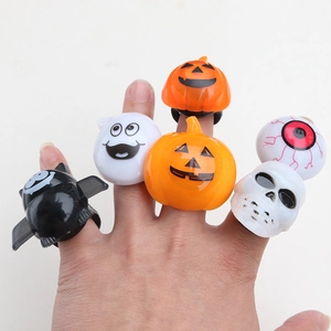 Halloween glowing LED ring set with pumpkin ghost skull bat patterns for kids party