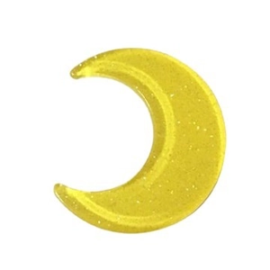 Yellow acrylic crescent moon accessory with gold glitter for DIY jewelry making