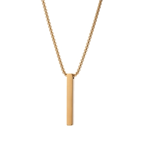 Minimalist gold stainless steel vertical bar pendant necklace with a sleek box chain