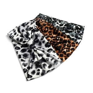 Three-piece leopard print elastic headbands with bohemian knot design for sports and yoga