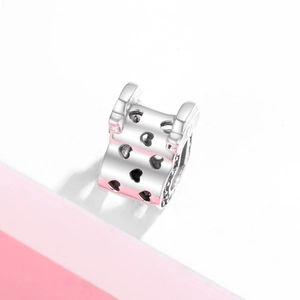 Sterling silver heart nurse hat bead charm with pink enamel for DIY charm bracelets