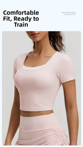 Haut de yoga rose avec dos papillon, design croisé et couches de mesh respirant