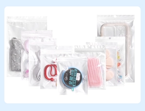 Multiple sizes of translucent frosted zipper bags for cables and accessories storage