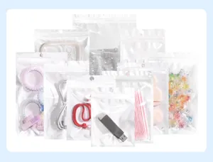 Various sizes of translucent resealable bags for storing accessories and tech cables
