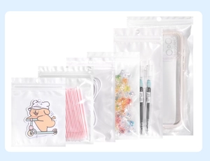Translucent zipper packaging bags in five sizes for organizing cables and small accessories