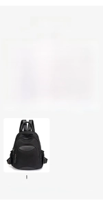 Three nylon backpacks in gray, purple, and black with waterproof fabric and front pockets