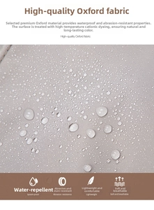Macro shot of gray Oxford fabric with water droplets showing waterproof cationic dyeing