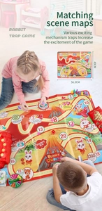 Ensemble de jeu détaillé avec carte 56,5x43cm, pions lapins et accessoires pour enfants