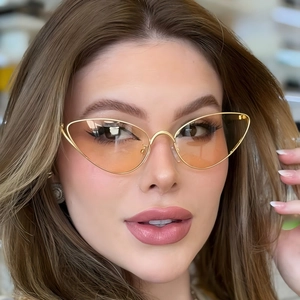 Vintage Cat Eye Sunglasses Metal Frame Sun Protection Trendy Street Style Eyewear For Outdoor Travel Driving