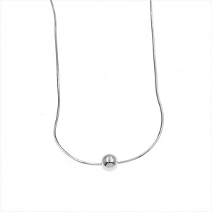 Minimalist S925 sterling silver snake chain necklace with a polished round bead pendant
