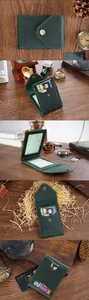 Macro detail of dark green crazy horse leather wallet with stitching and card slots