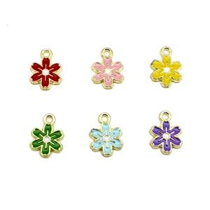 Set of colorful enamel flower alloy charms for DIY jewelry making and accessories