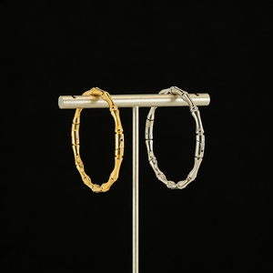 Elegant gold and silver bamboo style stainless steel bangles with hidden clasp closure