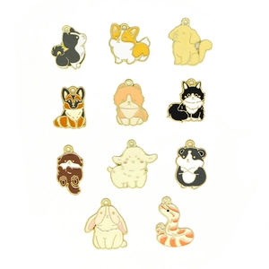Collection of cute cartoon animal enamel alloy charms for DIY jewelry and keychain making