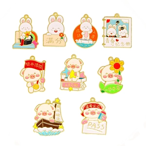 Enamel alloy pig and rabbit charms for DIY graduation gifts and good luck accessories