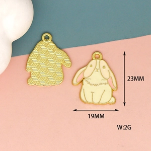 Enamel alloy rabbit charm for DIY jewelry, 23mm x 19mm size and 2g weight detail