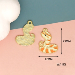 Detailed view of snake enamel charm showing dimensions 17x23mm and 1.8g weight