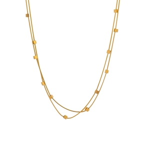 Minimalist double-layered gold square pendant necklace elegant geometric clavicle chain