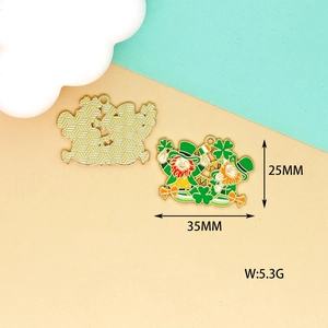 Breloques en alliage Leprechaun de la Saint-Patrick, recto et verso, taille 35x25mm