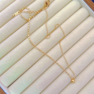 Collier Minimaliste En Acier Inoxydable Plaqué Or Avec Chaîne À Billes Et Perles De Riz Pour Femmes Bijoux Élégants