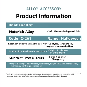 Detailed specifications of Halloween alloy charms for DIY necklaces and keychains