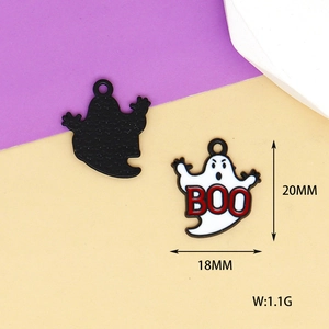 Λεπτομερής όψη κρεμαστών φαντασμάτων Halloween με διαστάσεις 20x18mm και βάρος